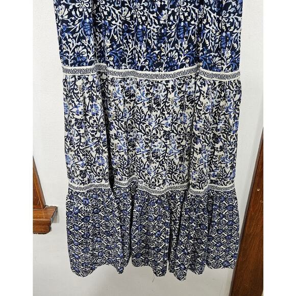 Sadie & Sage Tiered Eyelet Midi Dress Floral Sleeveless Tie Straps Sz Small Boho - Picture 6 of 11